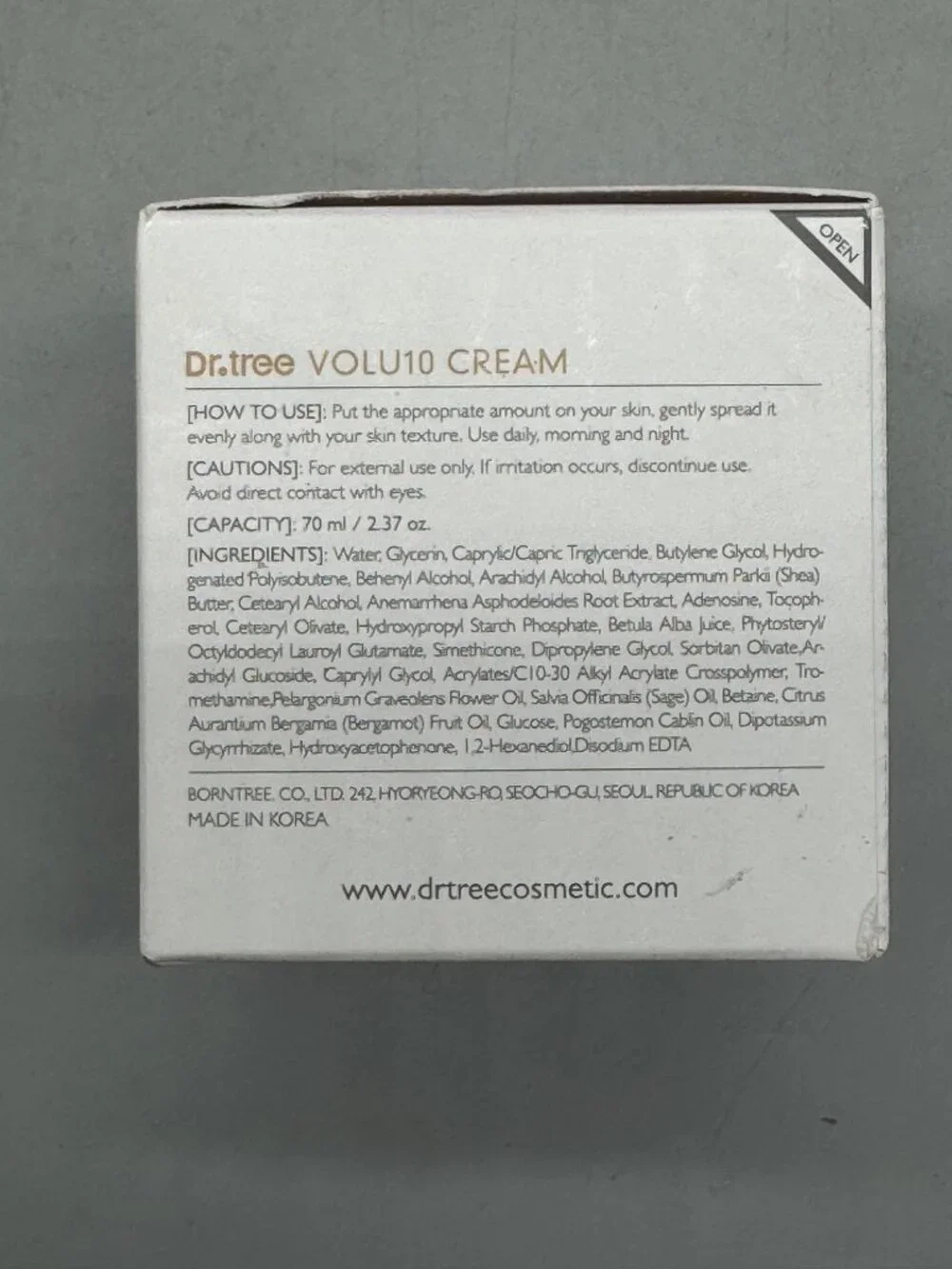 Dr.Tree Volu10 Cream 70ml For Elasticity & Volume With Shea Butter & Volufiline